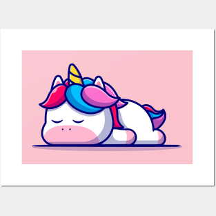 Cute Unicorn Sleeping Cartoon Posters and Art